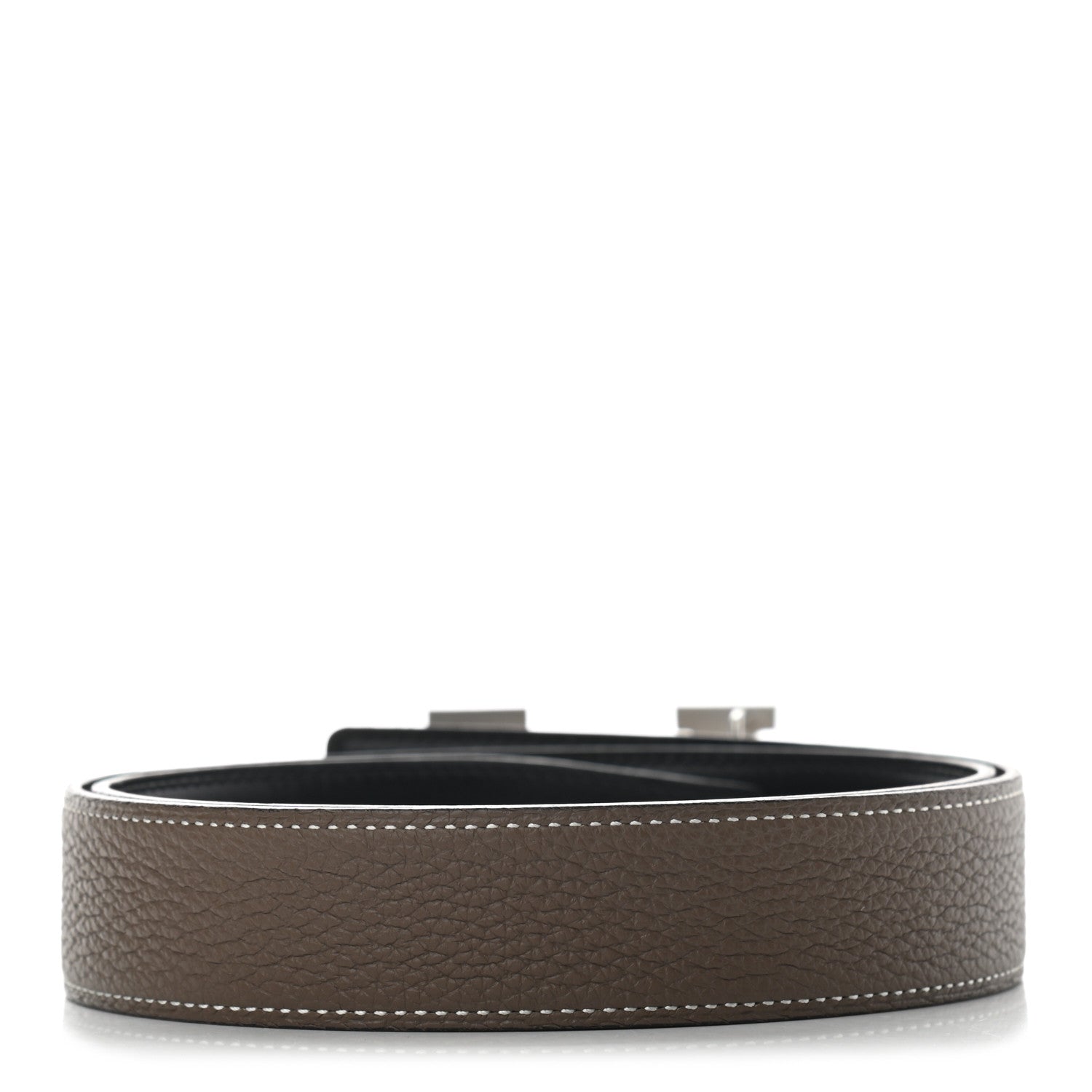 Hermes Box Togo 32mm H Belt 80 Black Etoupe 2 of 6