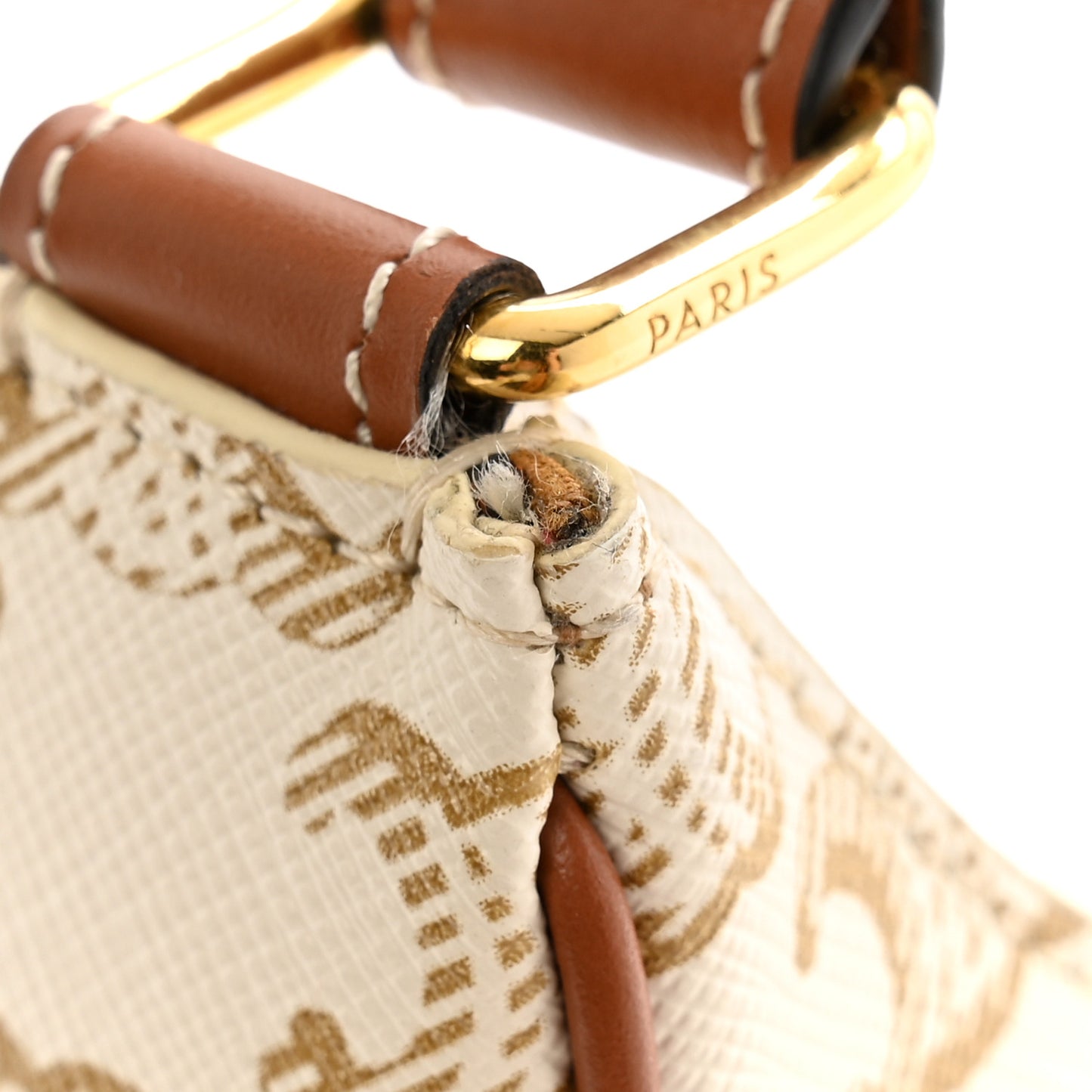 Canvas Calfskin Ava Triomphe Shoulder Bag White