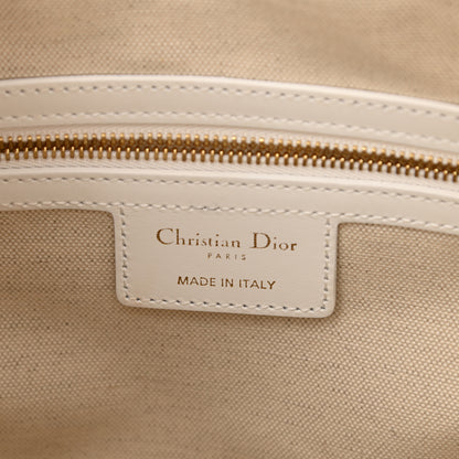 Christian Dior Perforated Calfskin Medium Dior Vibe Classic Bowling Bag White Gold 6 of 8
