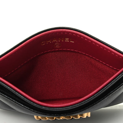 Chanel Shiny Goatskin Quilted Chanel 19 Card Holder Black 3 of 4