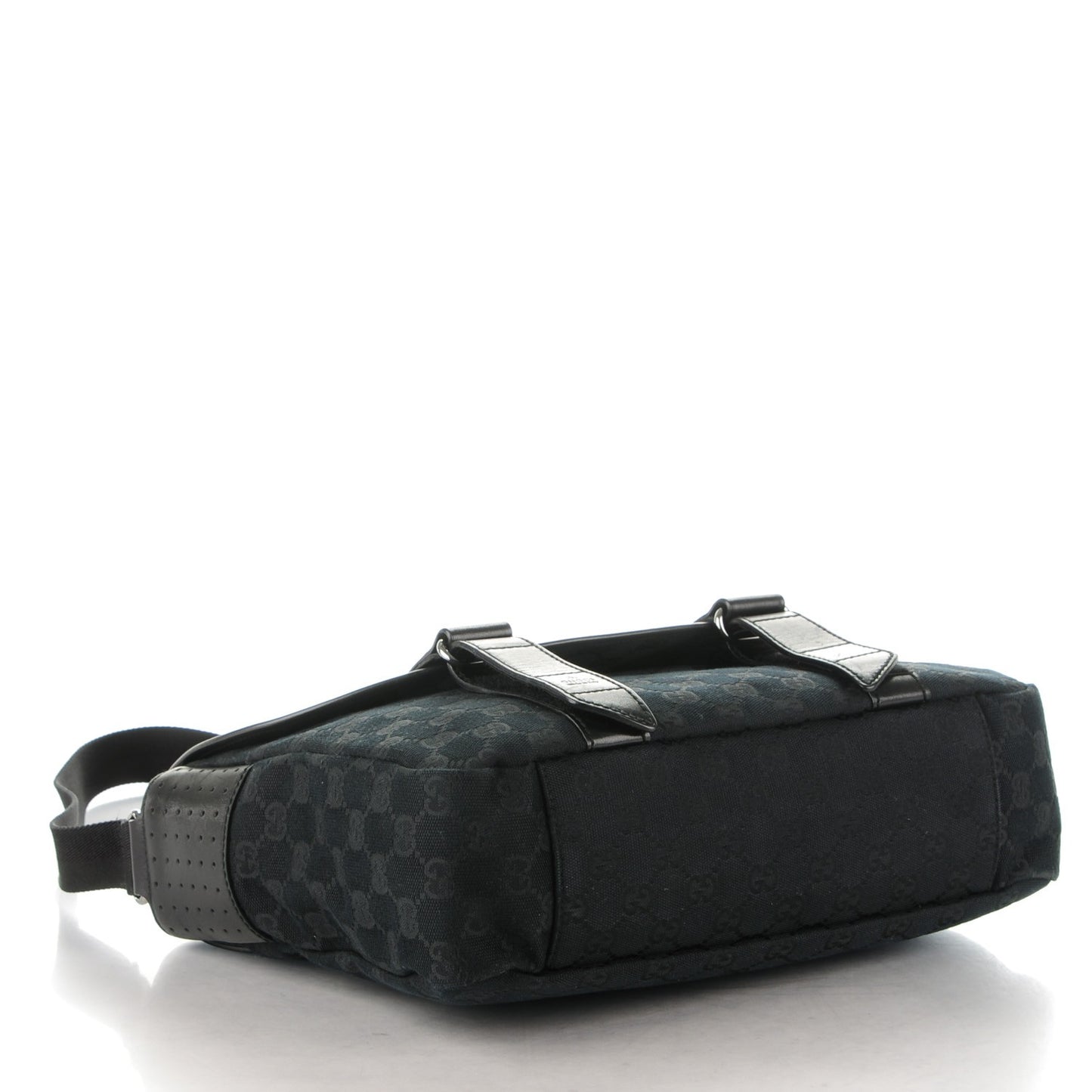 Monogram Medium Double Buckle Flap Messenger Bag Black