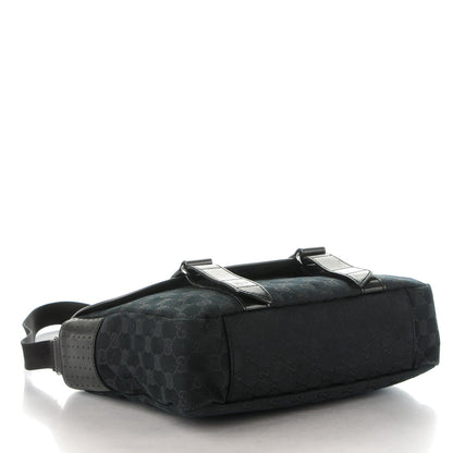 Gucci Monogram Medium Double Buckle Flap Messenger Bag Black 4 of 7