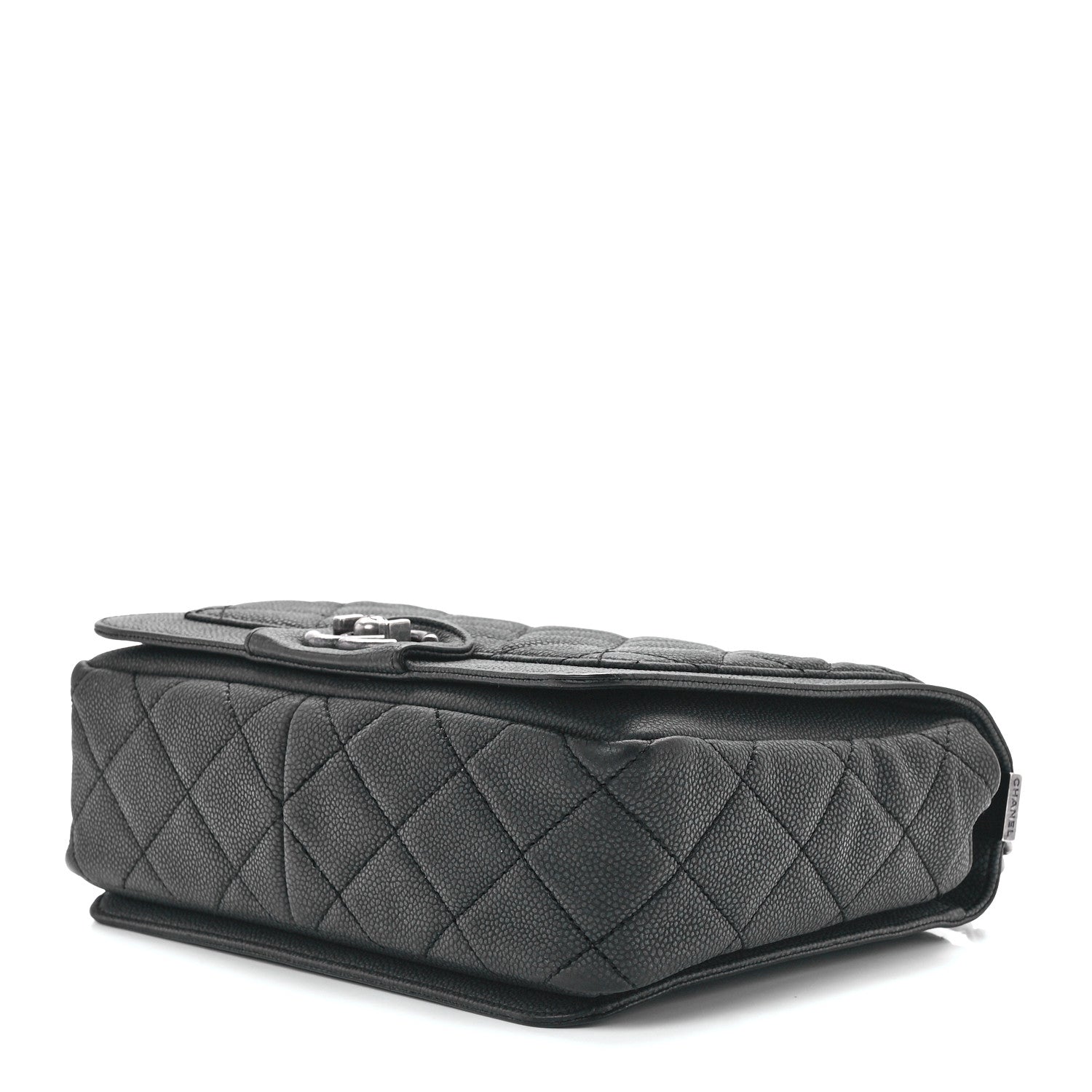 Chanel Washed Caviar Quilted Small Square Turn Around Ligne Flap Dark Grey 9 of 11