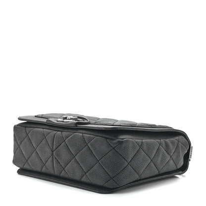 Chanel Washed Caviar Quilted Small Square Turn Around Ligne Flap Dark Grey 9 of 11