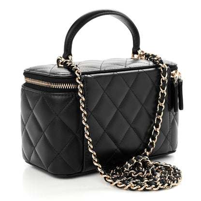 Chanel Lambskin Quilted Small Top Handle Vanity Case With Chain Black 3 of 11