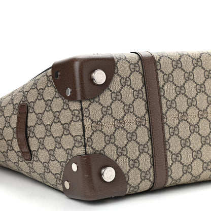 Gucci GG Supreme Monogram Textured Dollar Calfskin Medium Detail Tote Beige Ebony New Acero 9 of 10