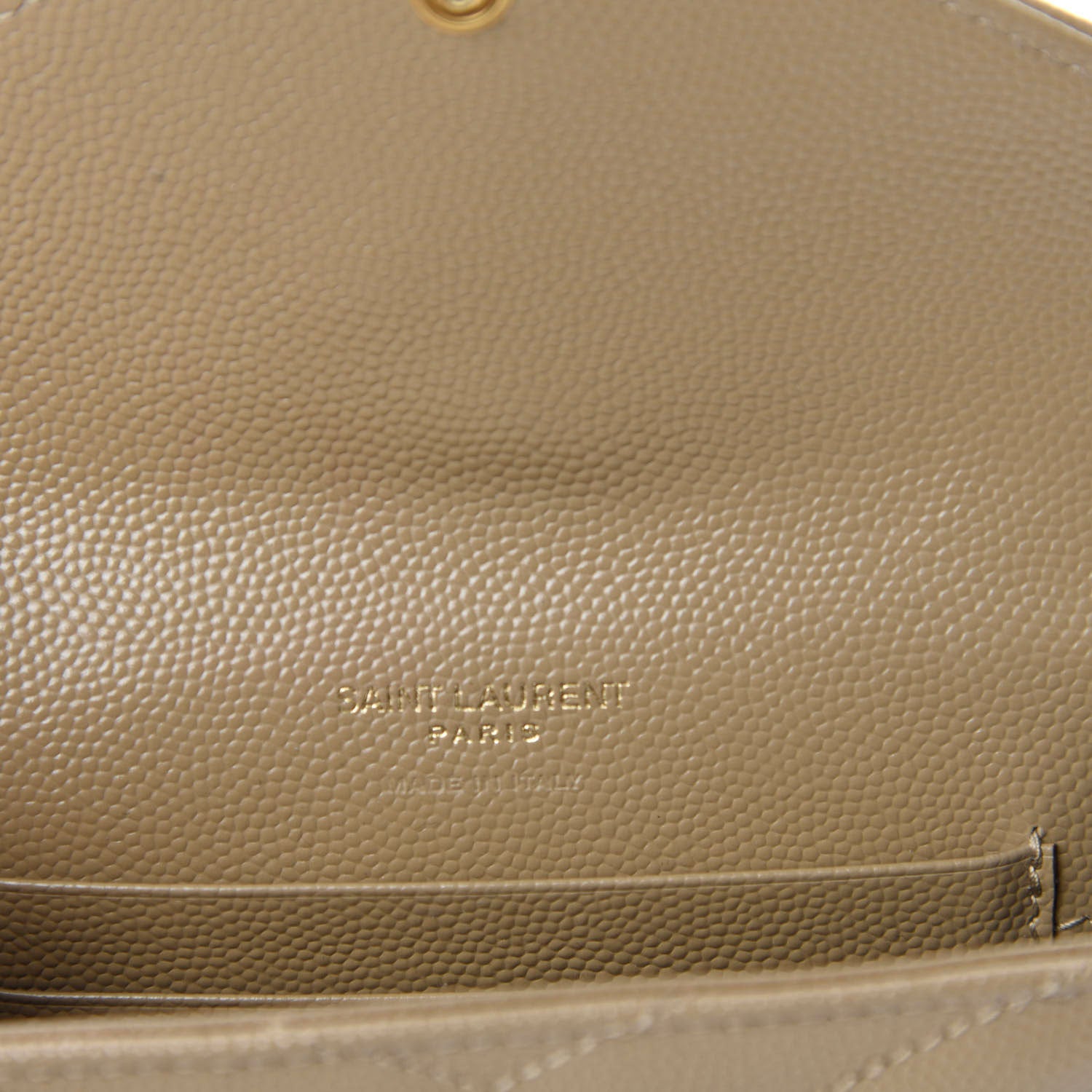 Saint Laurent Grain De Poudre Matelasse Chevron Small Monogram Envelope Wallet Darke Beige 6 of 8