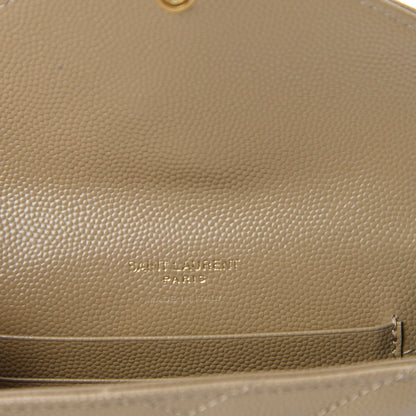 Saint Laurent Grain De Poudre Matelasse Chevron Small Monogram Envelope Wallet Darke Beige 6 of 8