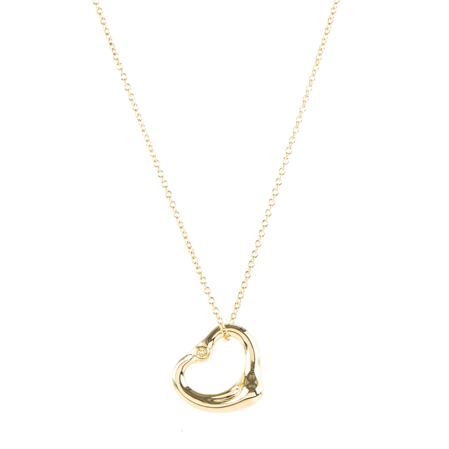 18K Yellow Gold Yellow Diamond Elsa Peretti Open Heart Pendant Necklace