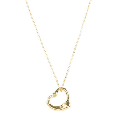 Tiffany 18K Yellow Gold Yellow Diamond Elsa Peretti Open Heart Pendant Necklace 1 of 8