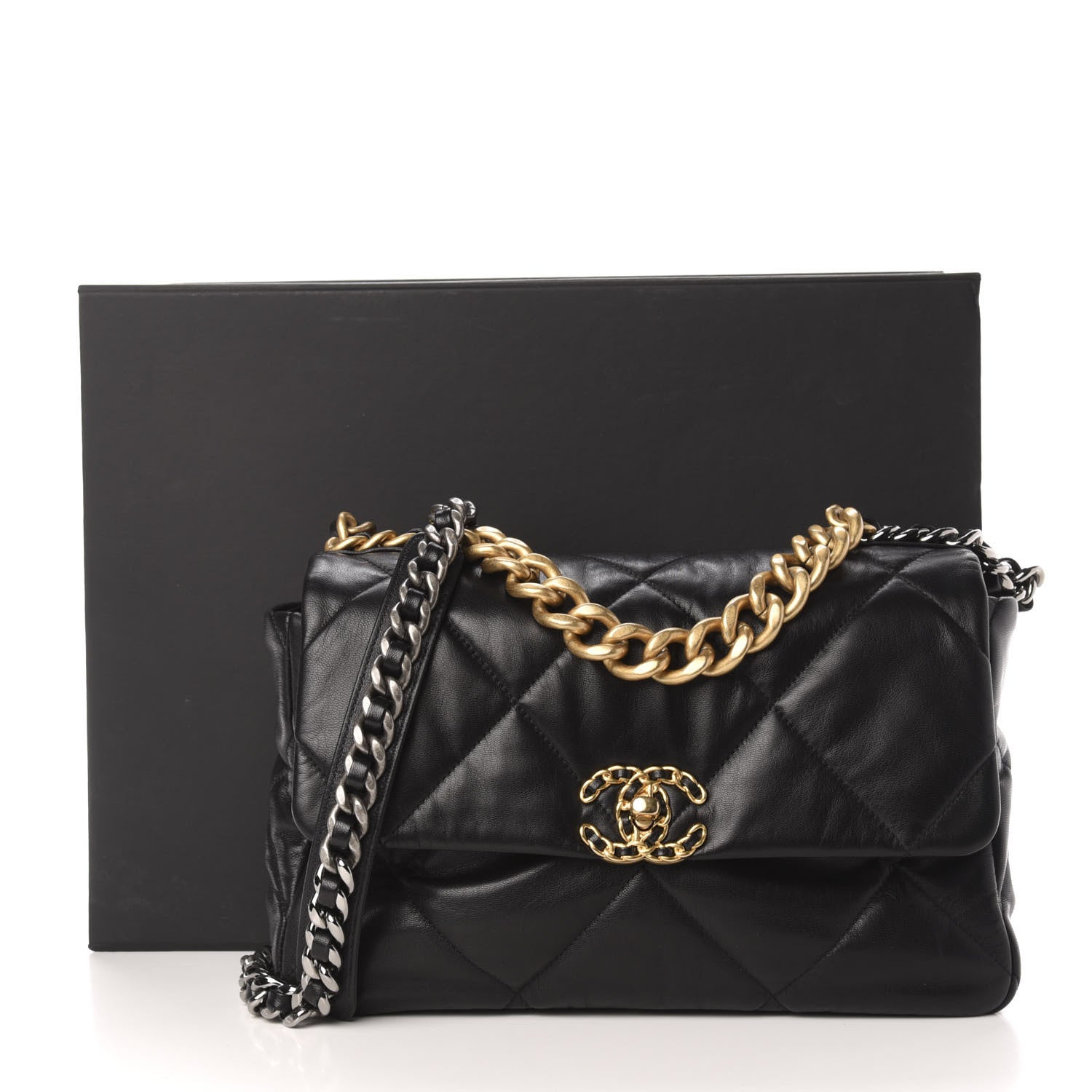 Chanel Goatskin Quilted Large Chanel 19 Flap Black 13 of 13