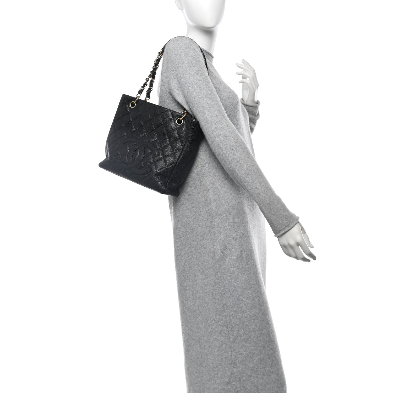 Chanel Caviar Quilted Petit Shopping Tote PST Black 2 of 10