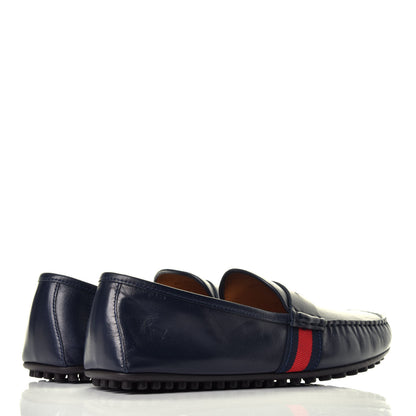 Gucci Nappa Web Mens Kanye Driver Loafers 8 Blue 4 of 8