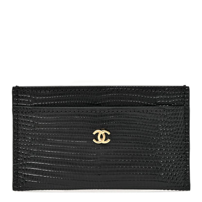 Chanel Calfskin Lizard Embossed Crococo Card Holder Black 1 of 8