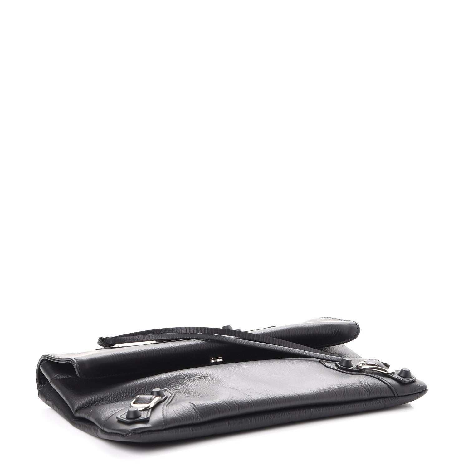 Balenciaga Matte Goatskin Rubber Covered Classic Hardware Envelope Clutch Black 4 of 7
