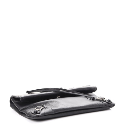 Balenciaga Matte Goatskin Rubber Covered Classic Hardware Envelope Clutch Black 4 of 7