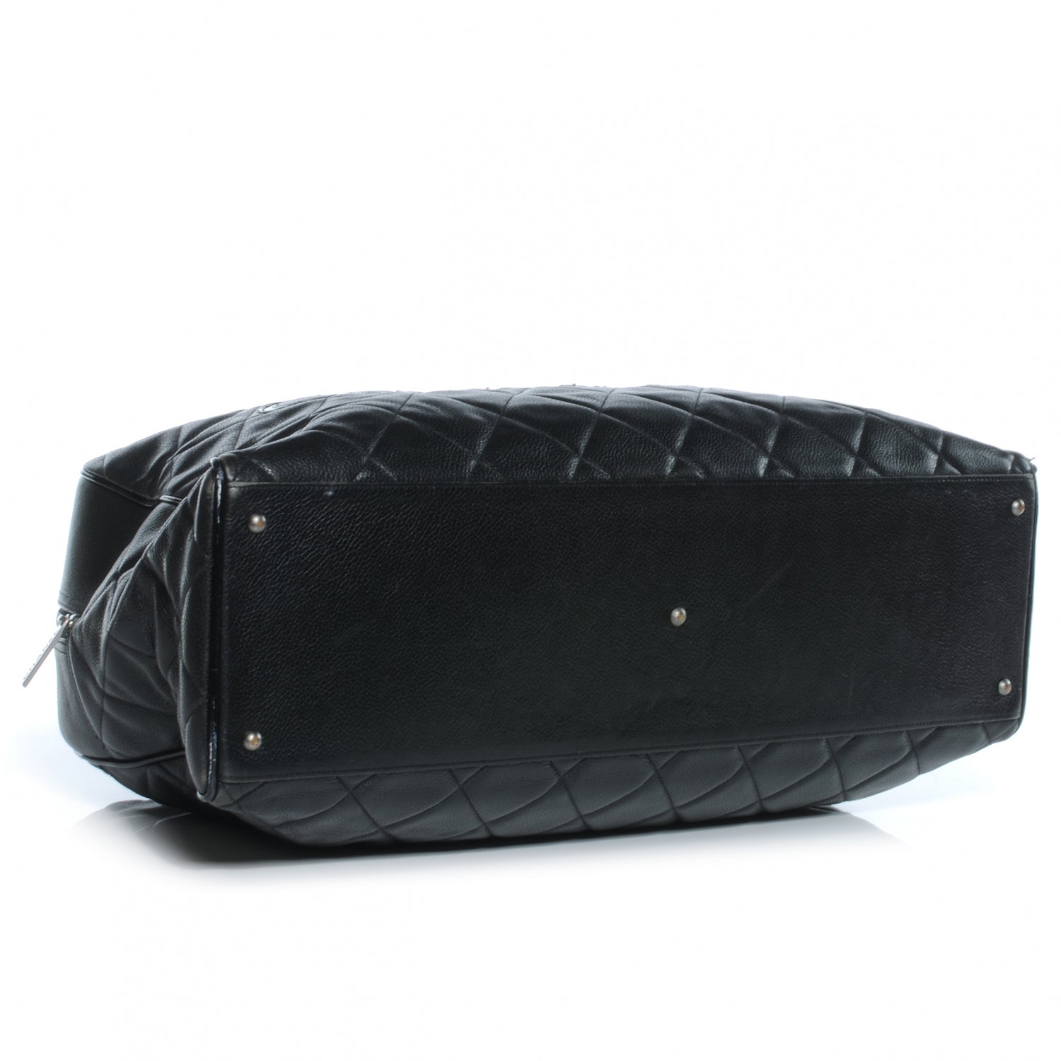Chanel Caviar and Patent Leather Quilted XL Bowler Black 4 of 7