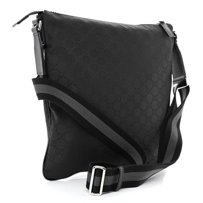 Gucci Nylon Monogram Medium Flat Messenger Bag Black 3 of 12