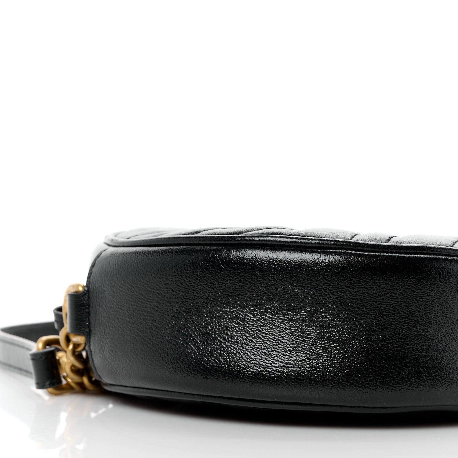 Gucci Azalea Calfskin Matelasse Heart Mini GG Marmont Round Shoulder Bag Black 10 of 12