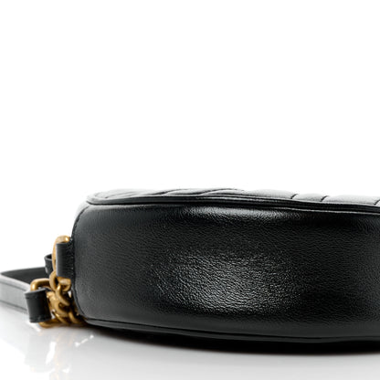 Gucci Azalea Calfskin Matelasse Heart Mini GG Marmont Round Shoulder Bag Black 10 of 12