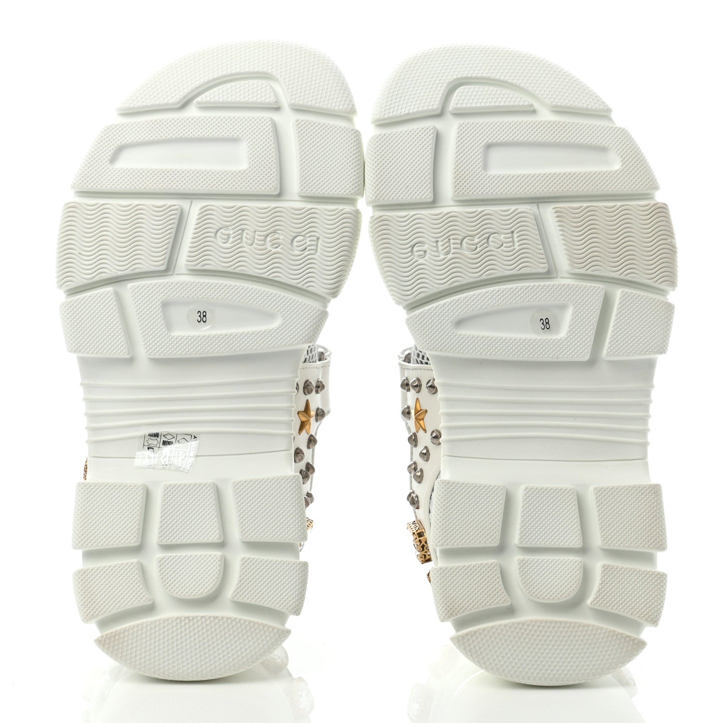 Nappa Mesh Crystal Embellished Studded Womens Aguru Sandals 38 Great White