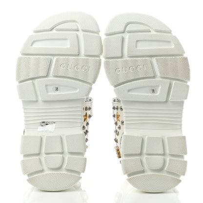 Gucci Nappa Mesh Crystal Embellished Studded Womens Aguru Sandals 38 Great White 5 of 7