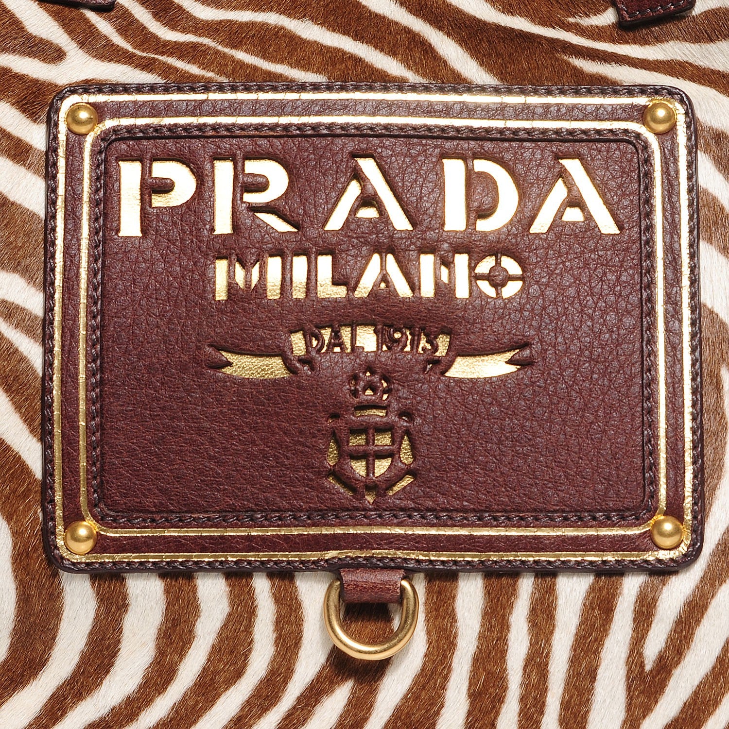 Prada Calf Hair Zebra Print Tote White Bruciato 14 of 14