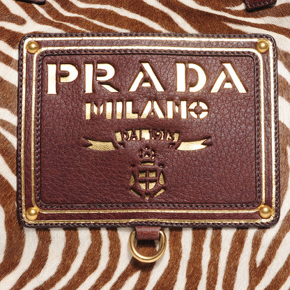 Prada Calf Hair Zebra Print Tote White Bruciato 14 of 14