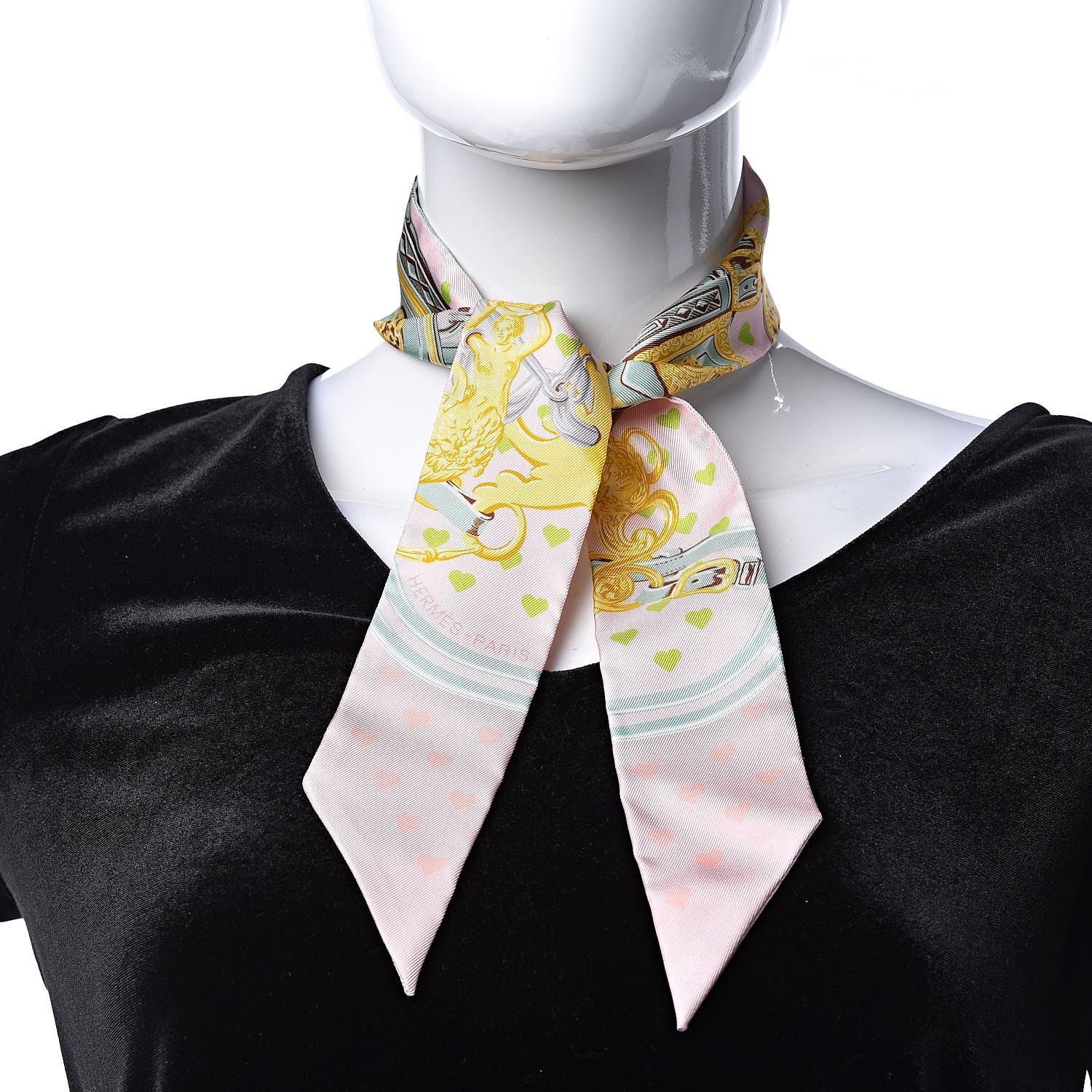 Hermes Silk Brides De Gala Love Twilly Parme Vert D Eau Vieux Rose 2 of 6