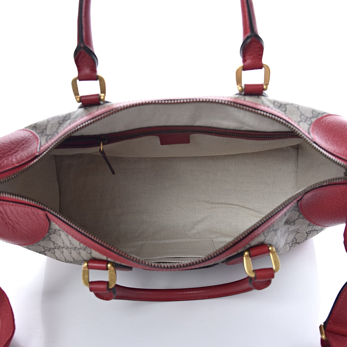 Soft GG Supreme Monogram Web Medium Duffle Bag Beige Red