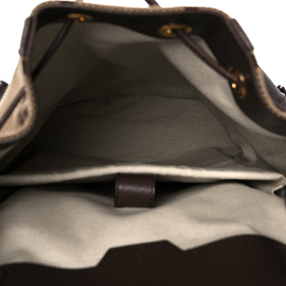 Gucci Monogram Jumbo GG Textured Dollar Calfskin Web Double Buckle Backpack Camel Ebony New Acero 4 of 8