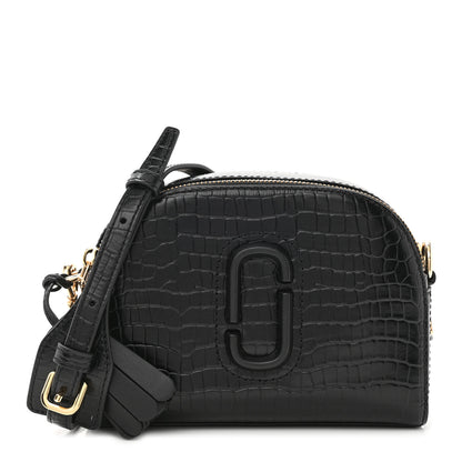 Marc Jacobs Calfskin Crocodile Embossed Shutter Camera Crossbody Bag Black 1 of 11