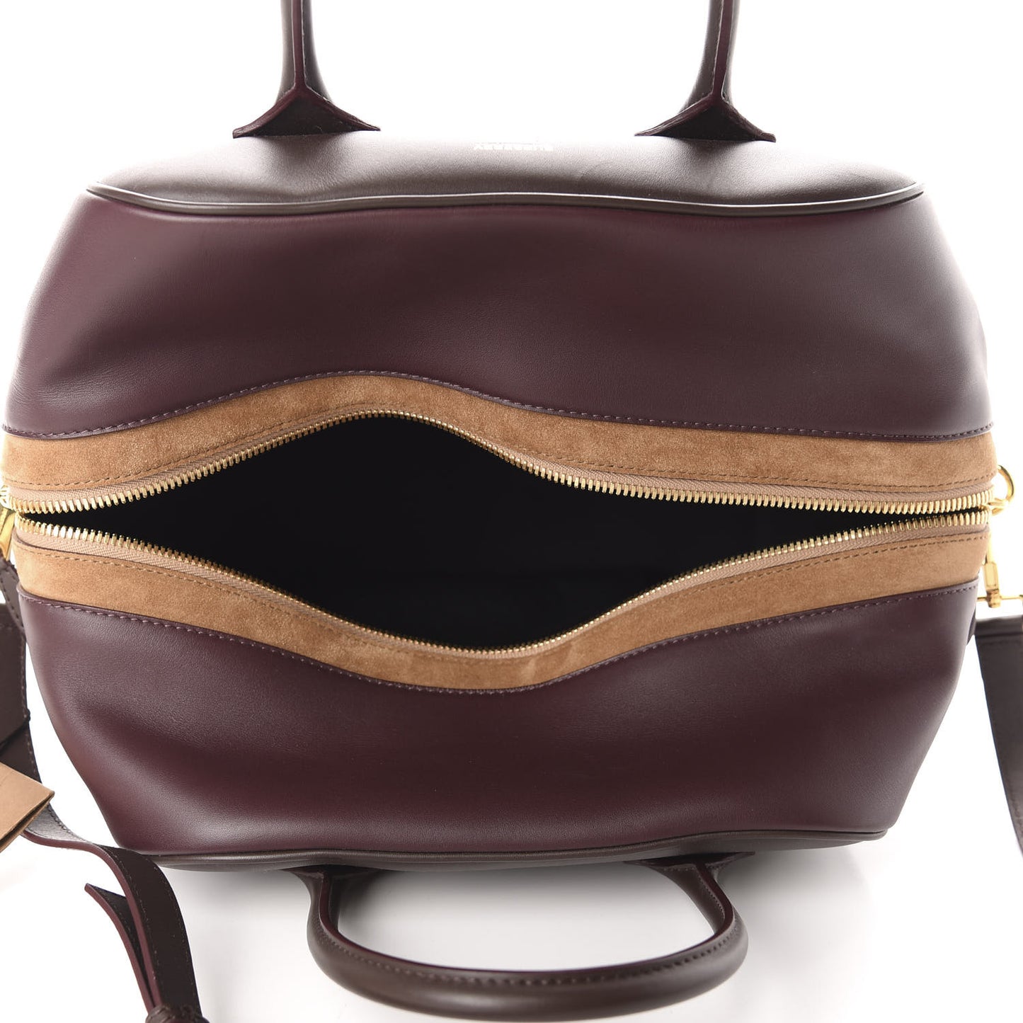 Smooth Calfskin Medium Cube Bowling Bag Mahogany