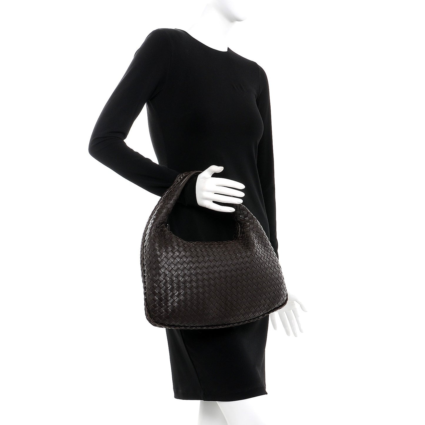 Nappa Intrecciato Medium Veneta Hobo Ebano