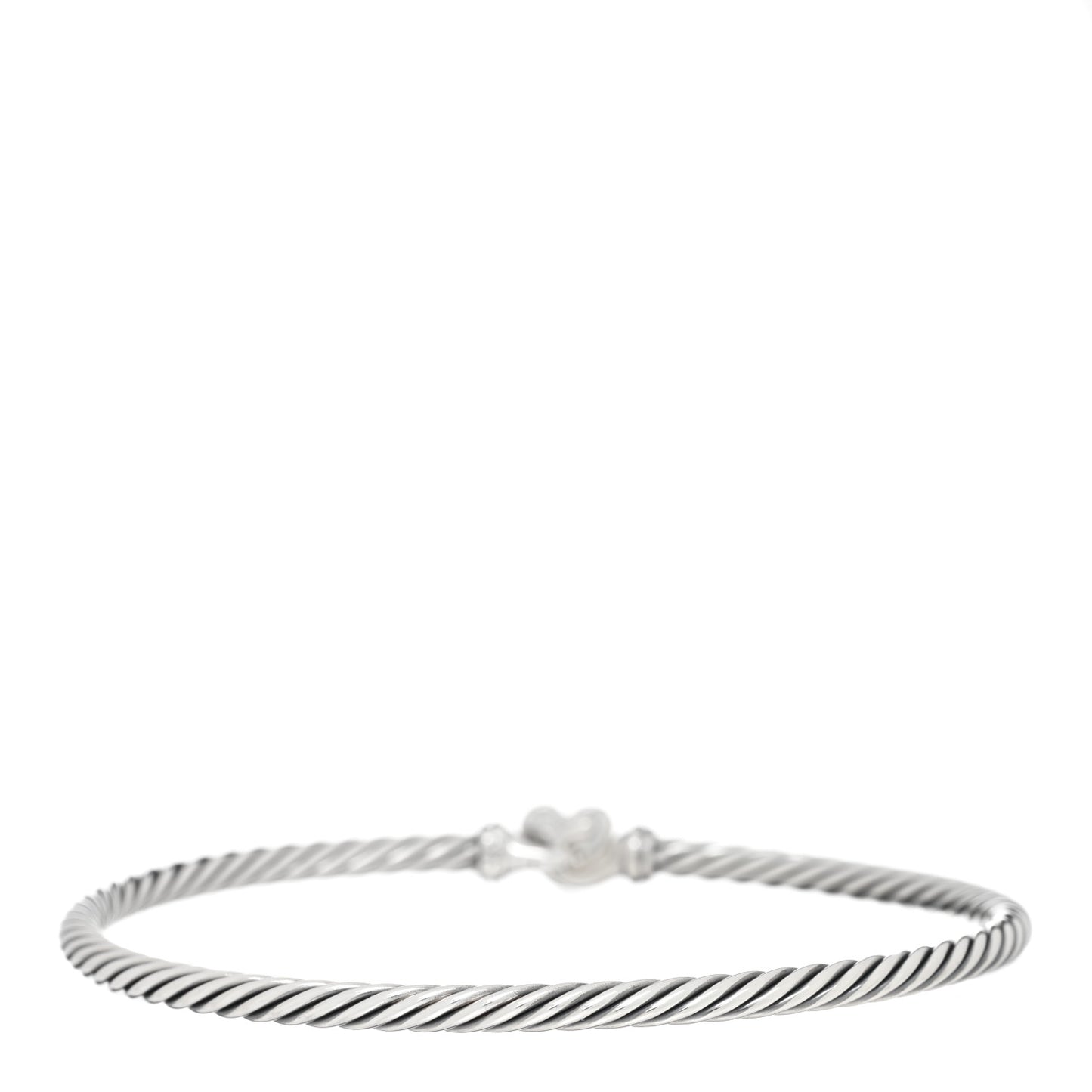 Sterling Silver Diamond Cable Collectibles Heart Bracelet
