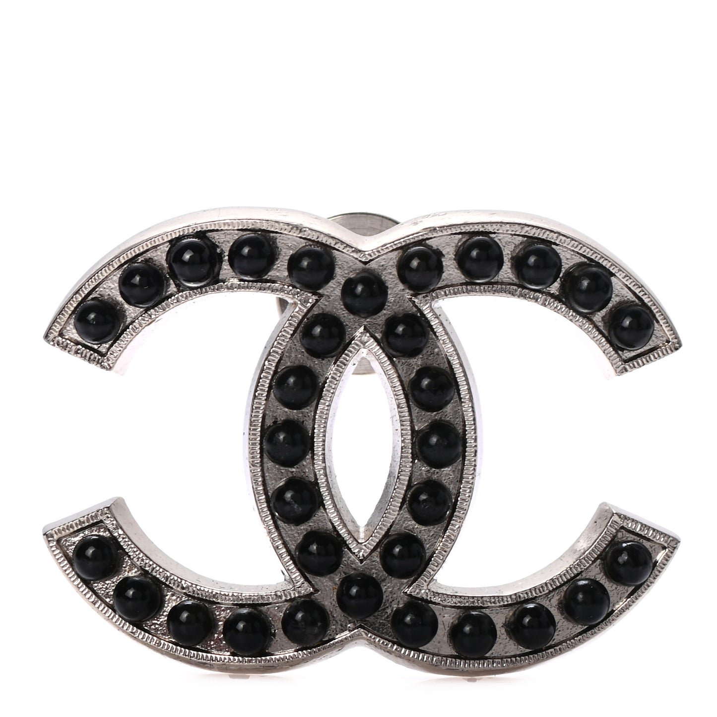 Bead CC Brooch Black Silver
