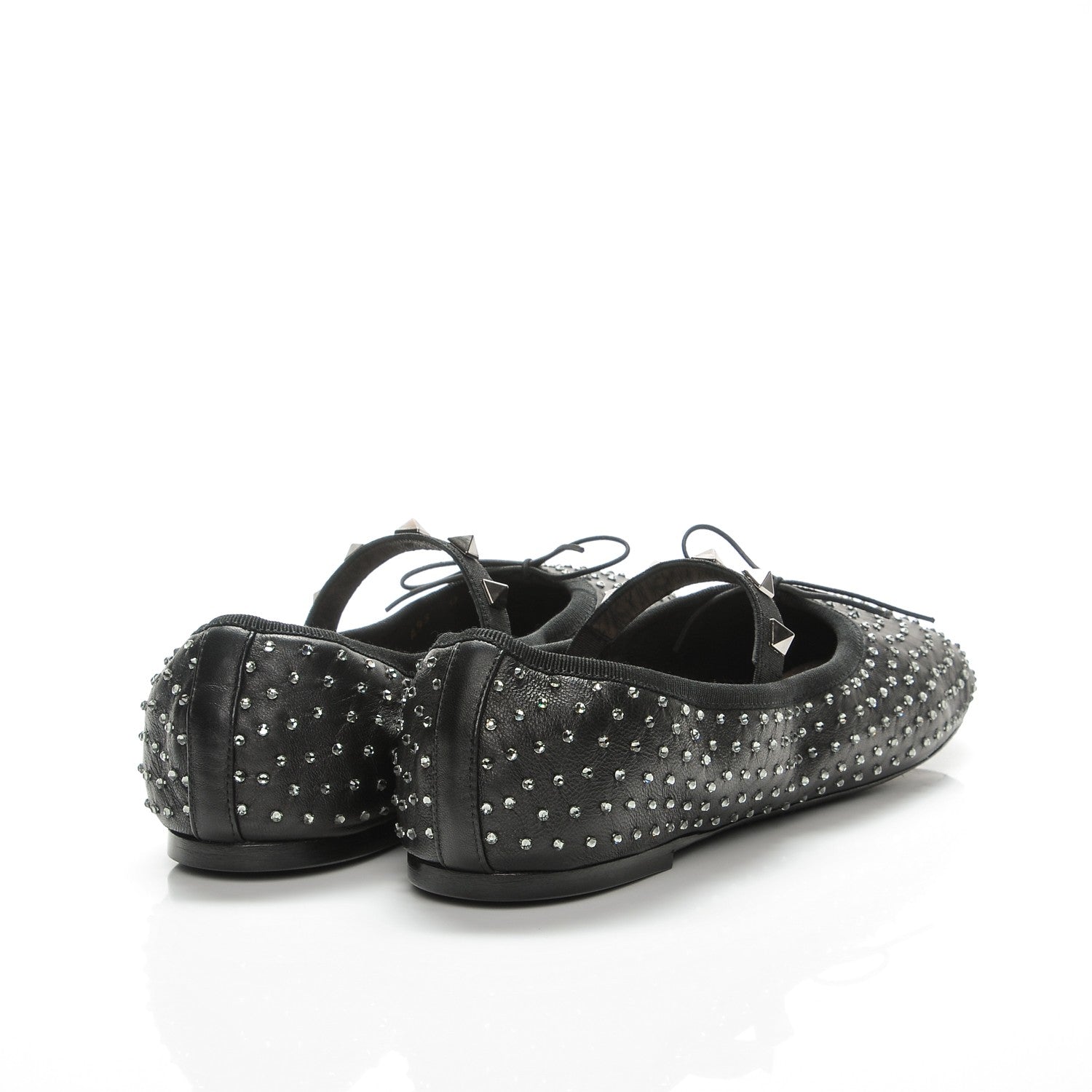 Valentino Garavani Nappa Crystal Studded Ballerina Flats 38 Black 4 of 8