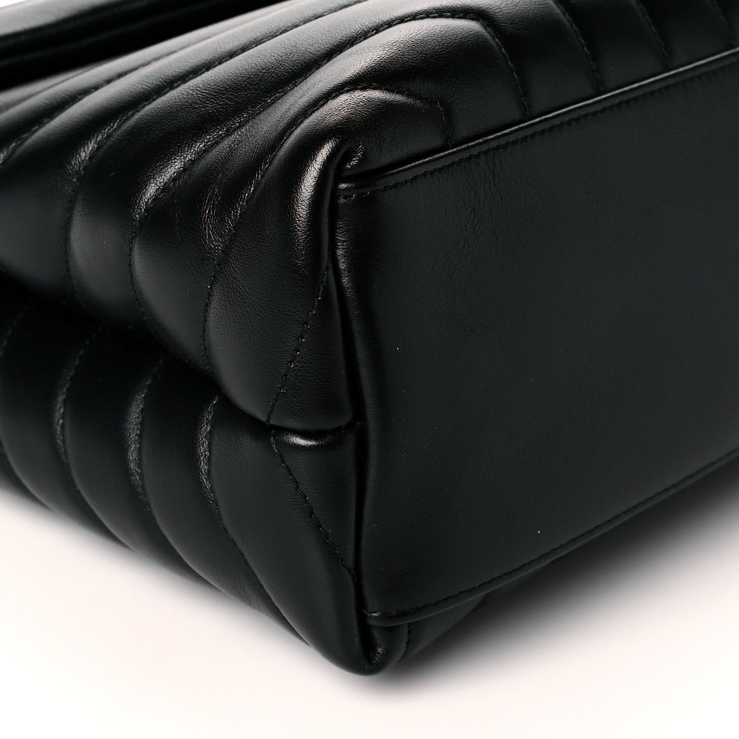 Calfskin Y Quilted Monogram Medium Loulou Chain Satchel Black