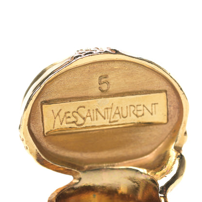 Saint Laurent Glass Cabochon Arty Ovale Ring 5 Gold Beige 4 of 4
