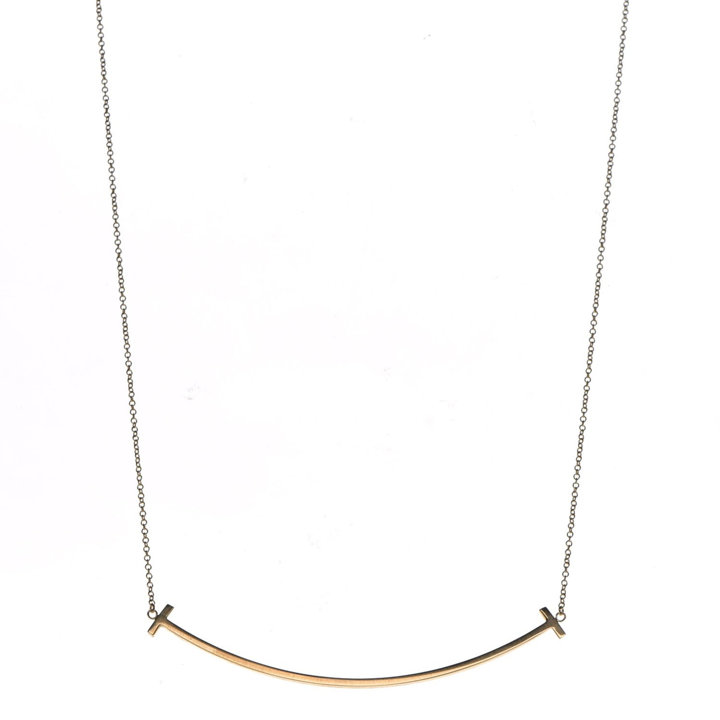 18K Yellow Gold Large T Smile Pendant Necklace