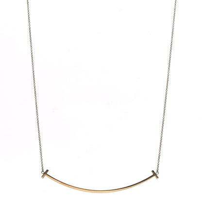 Tiffany 18K Yellow Gold Large T Smile Pendant Necklace 1 of 7