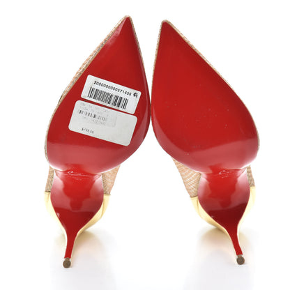 Christian Louboutin Metallic Fishnet Follies Resille 100 Pumps 39 Gold 7 of 7