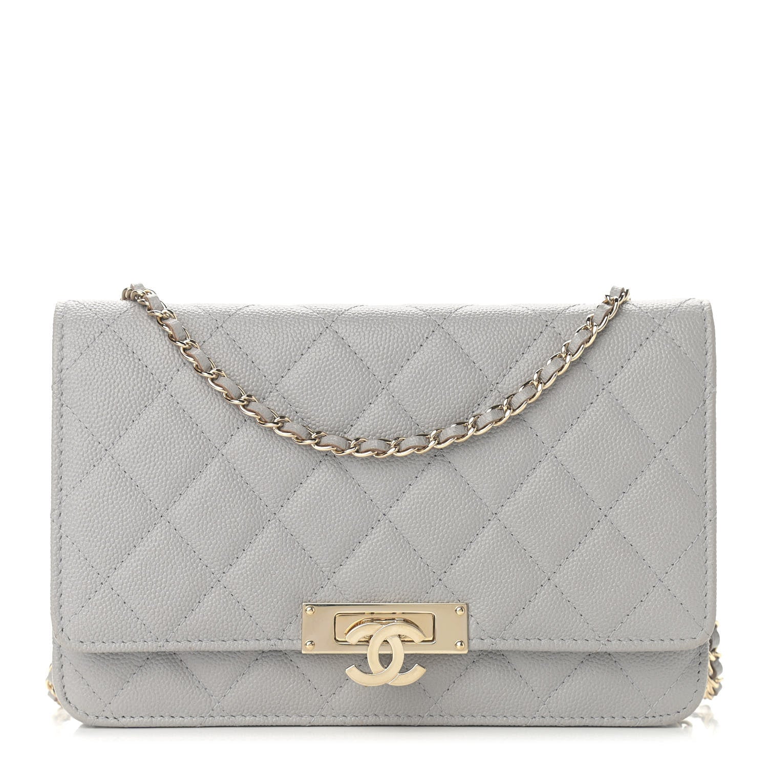 Chanel Caviar Quilted Golden Class Wallet On Chain WOC Gray 1 of 12