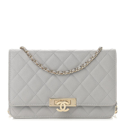 Chanel Caviar Quilted Golden Class Wallet On Chain WOC Gray 1 of 12