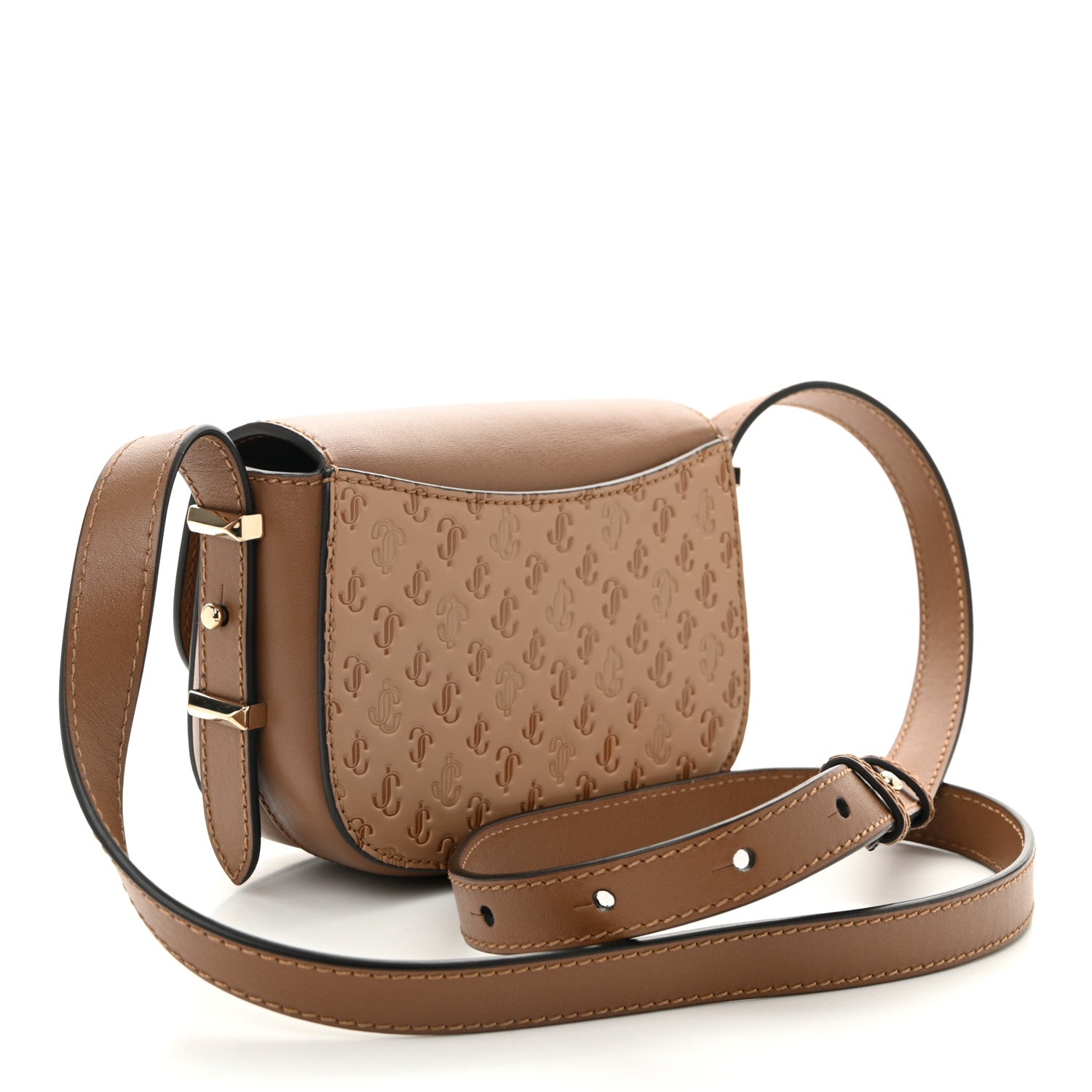 Jimmy Choo Calfskin Small Varenne Logo Embossed Shoulder Bag Brown 3 of 10