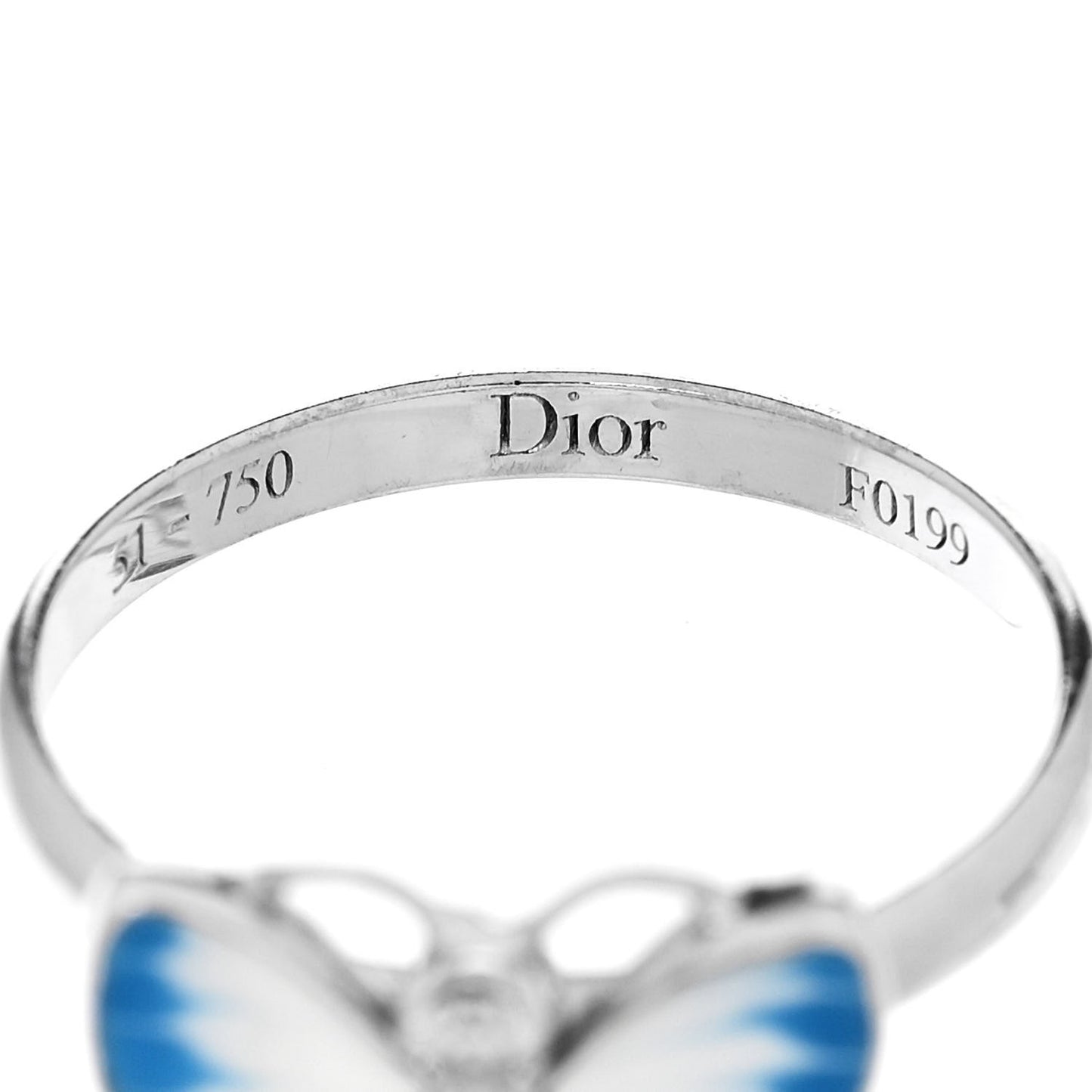 18K White Gold Enamel Diamond Butterfly Ring 51 5.75