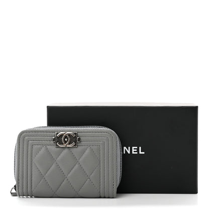 Chanel Lambskin Quilted Boy Zip Around Coin Purse Wallet Light Blue 8 of 8