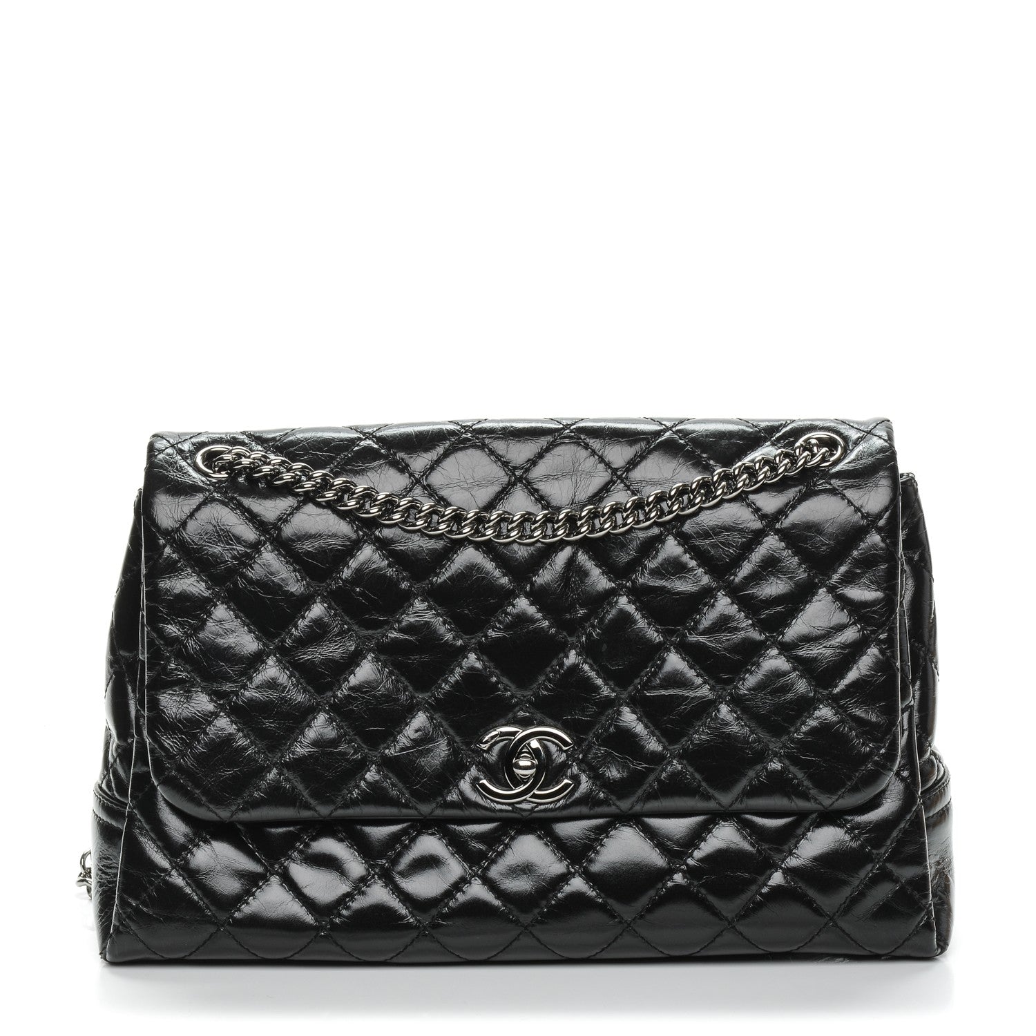 Chanel Glazed Calfskin Quilted Large Lady Pearly Flap Black 1 of 7