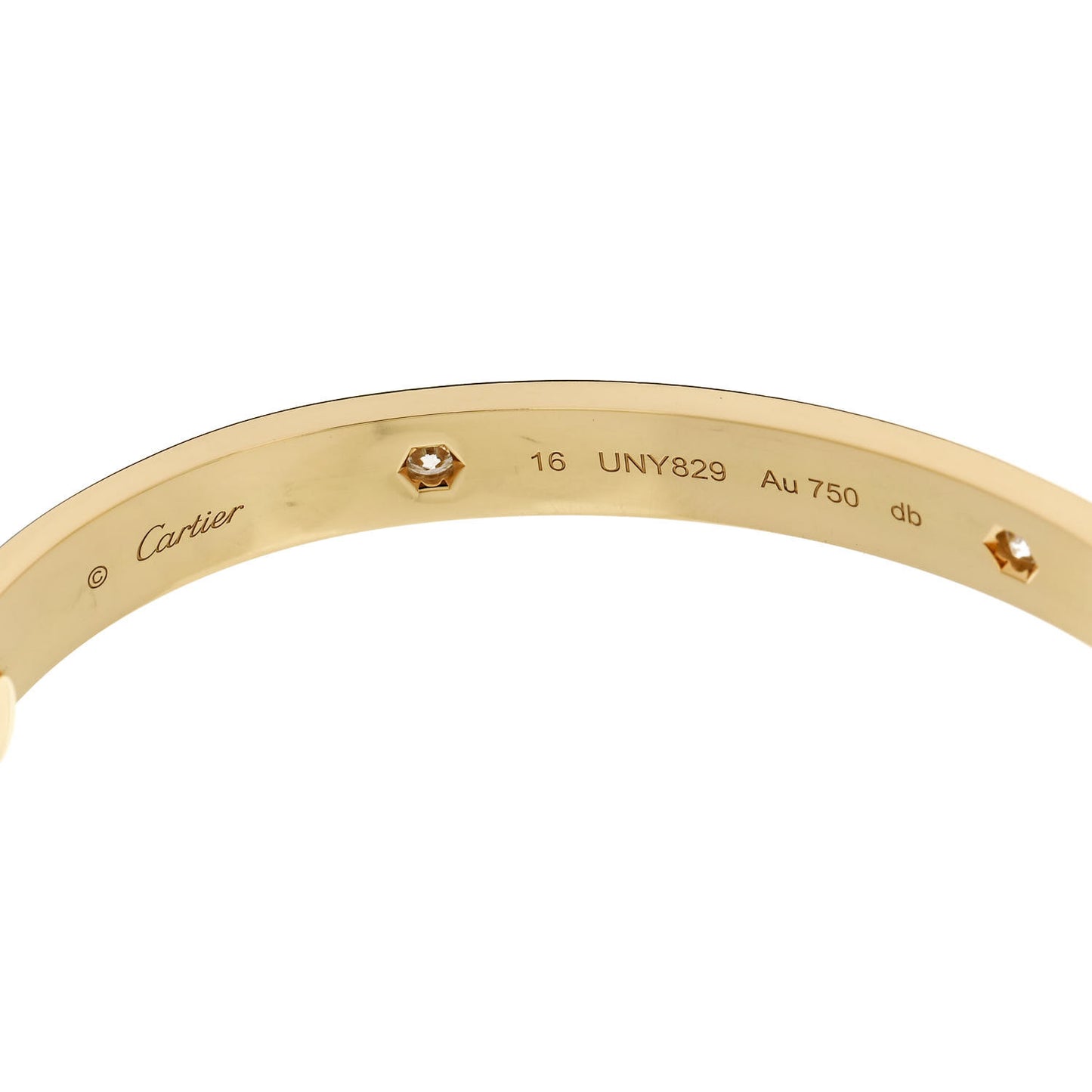 18K Yellow Gold 4 Diamond LOVE Bracelet 16