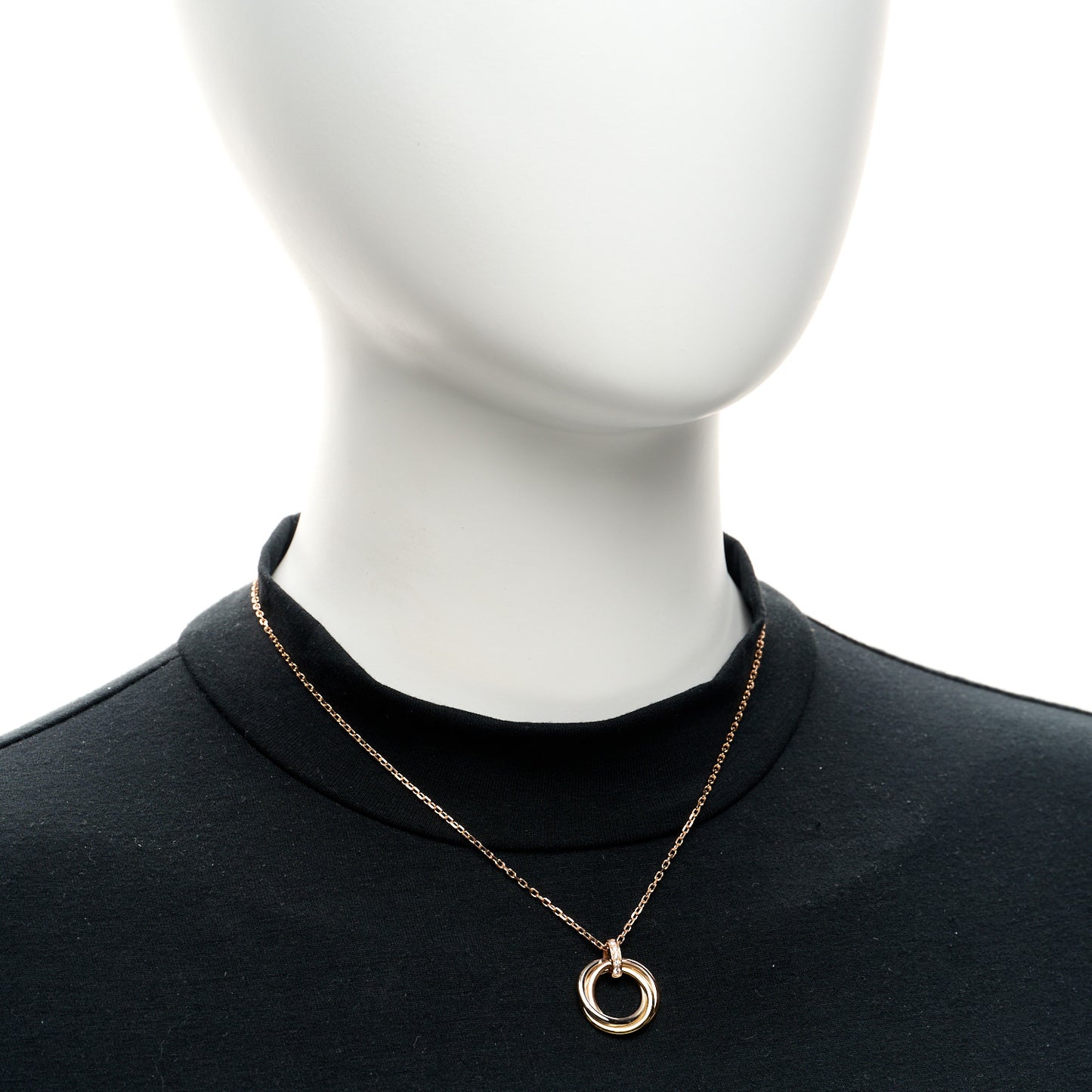 18K Pink White Yellow Gold Diamond Trinity Pendant Necklace